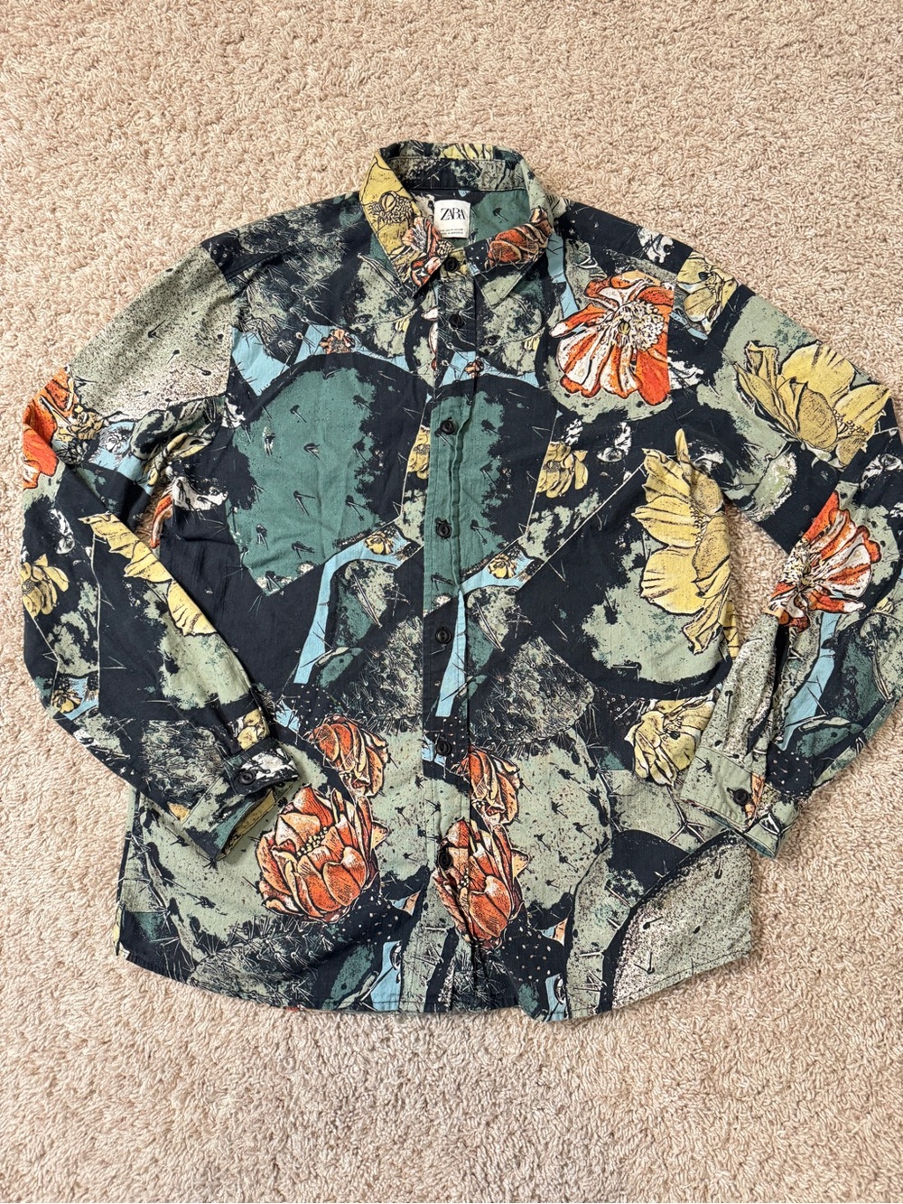 Zara Men's Relaxed Fit Floral Shirt Multicolor Size M